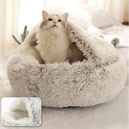 Bark & Hiss Plush Round Cat Bed